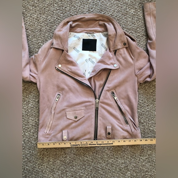 All Saints Leather Suede Dusty Rose Pink color Biker Jacket size M - Picture 10 of 15